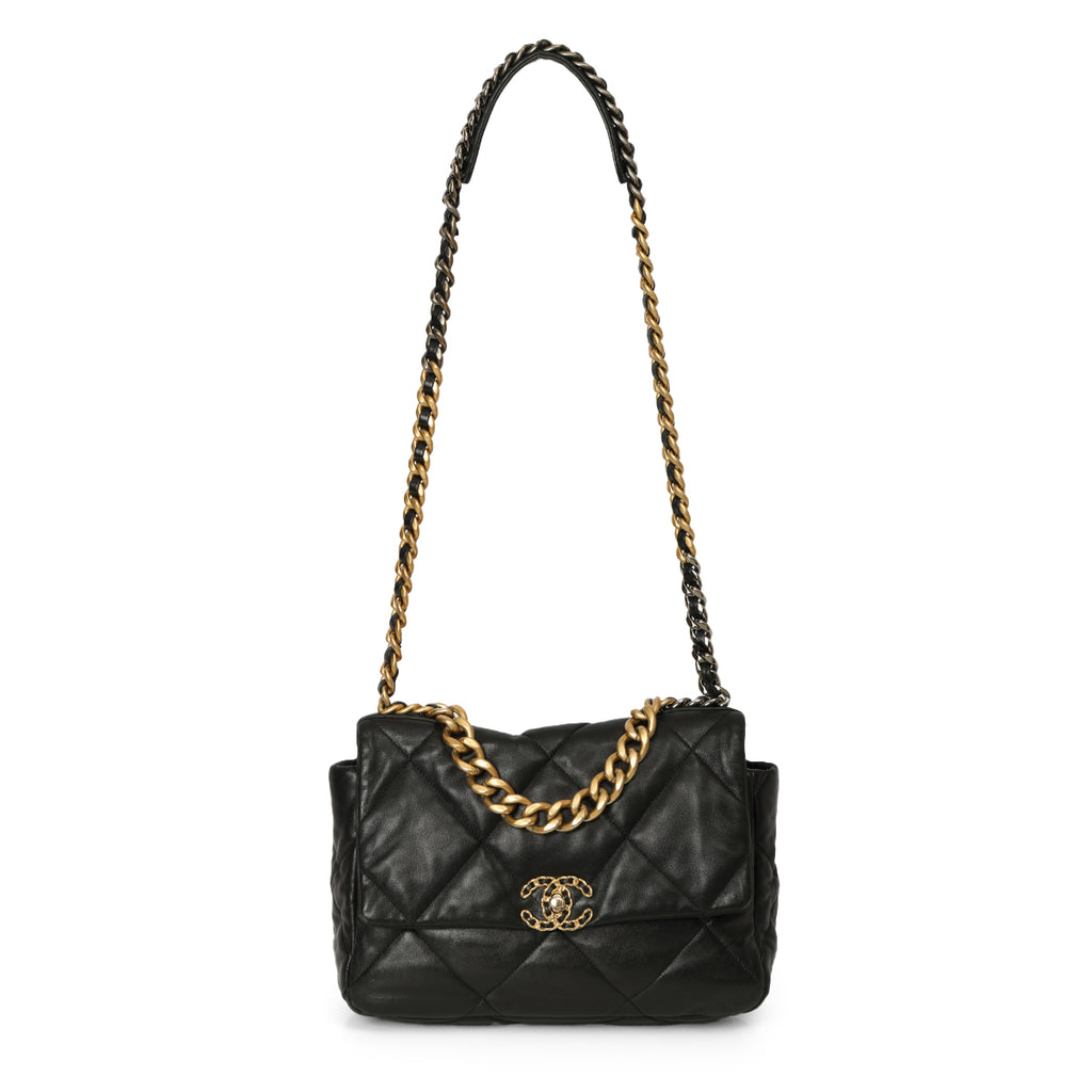 Shop Pre‑Owned Chanel 19 Black Quilted Leather Bag | Confidential