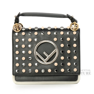 Kan I F Black Studded Leather Top Handle Bag