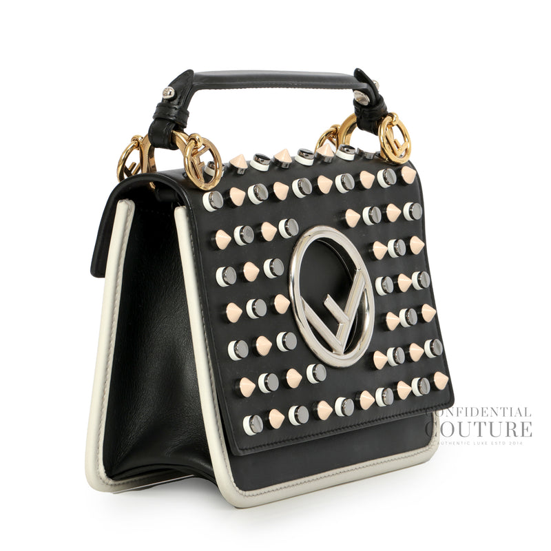 Kan I F Black Studded Leather Top Handle Bag
