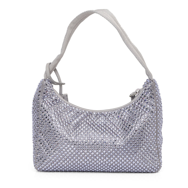 Purple Satin Crystal Re-Edition 2000 Baguette Bag