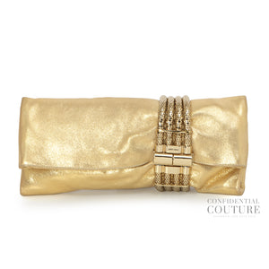 Zandra Gold Metallic Leather Clutch