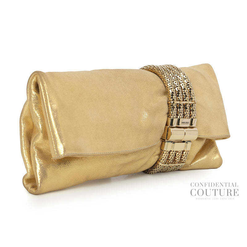 Zandra Gold Metallic Leather Clutch