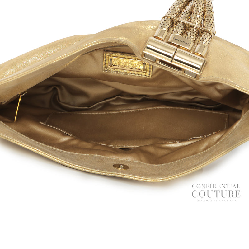 Zandra Gold Metallic Leather Clutch