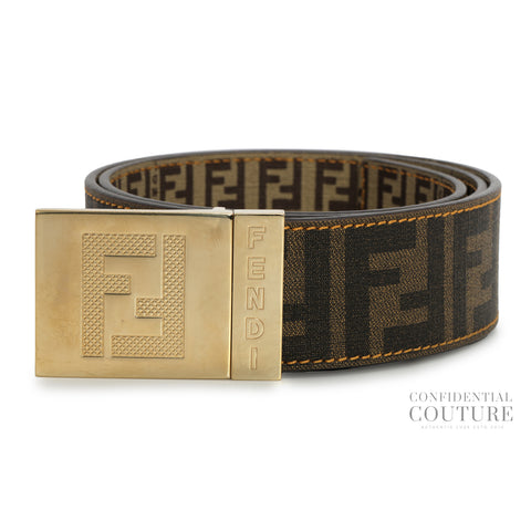 Tobacco Zucca Canvas and Leather FF Buckle Belt