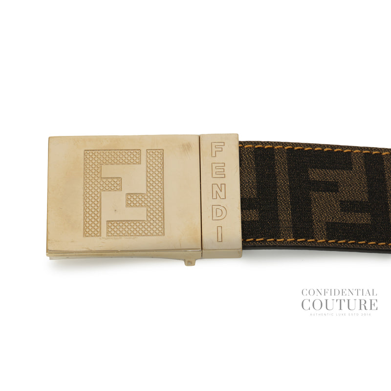Tobacco Zucca Canvas and Leather FF Buckle Belt