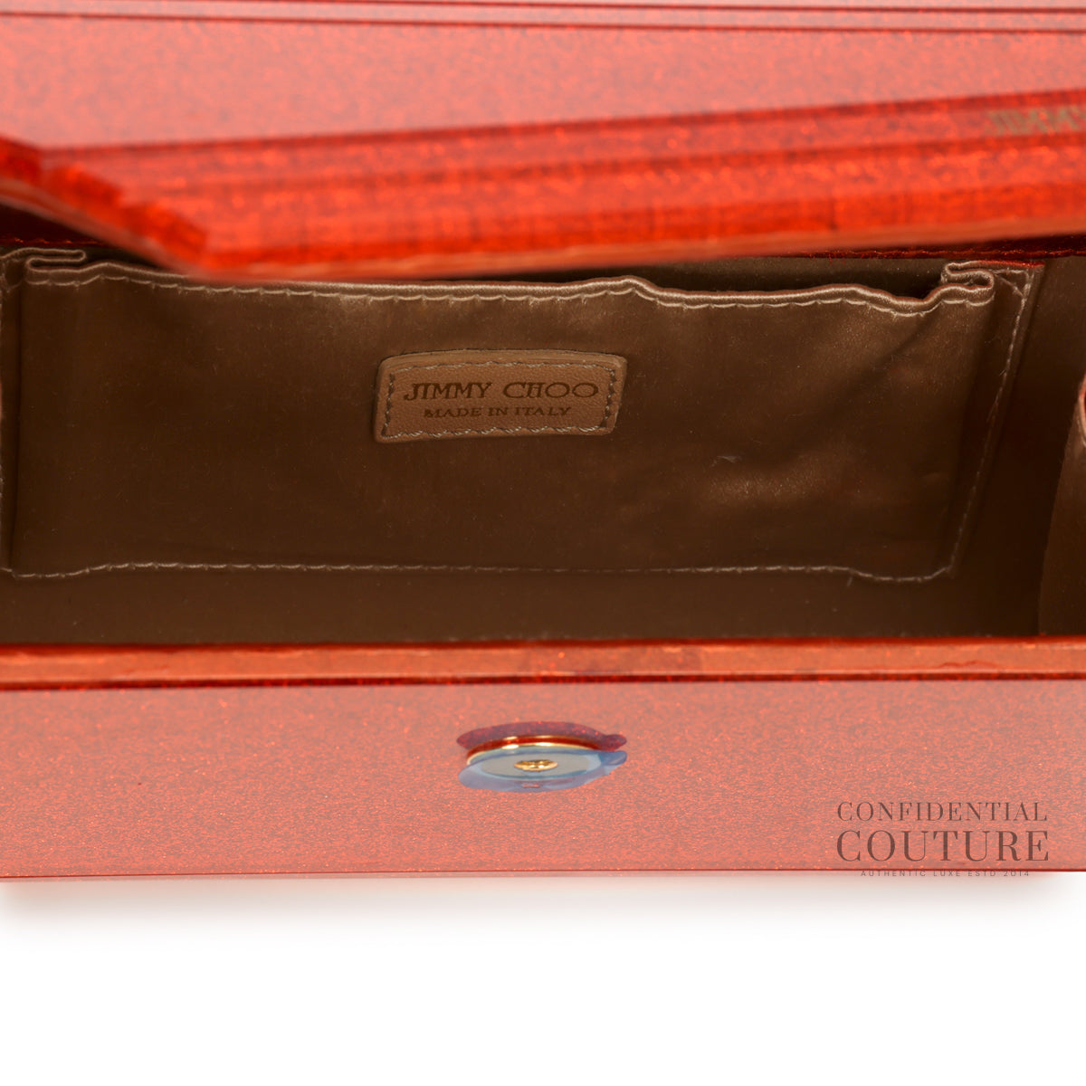 Candy Red Fine Glitter Clutch With Chain Strap