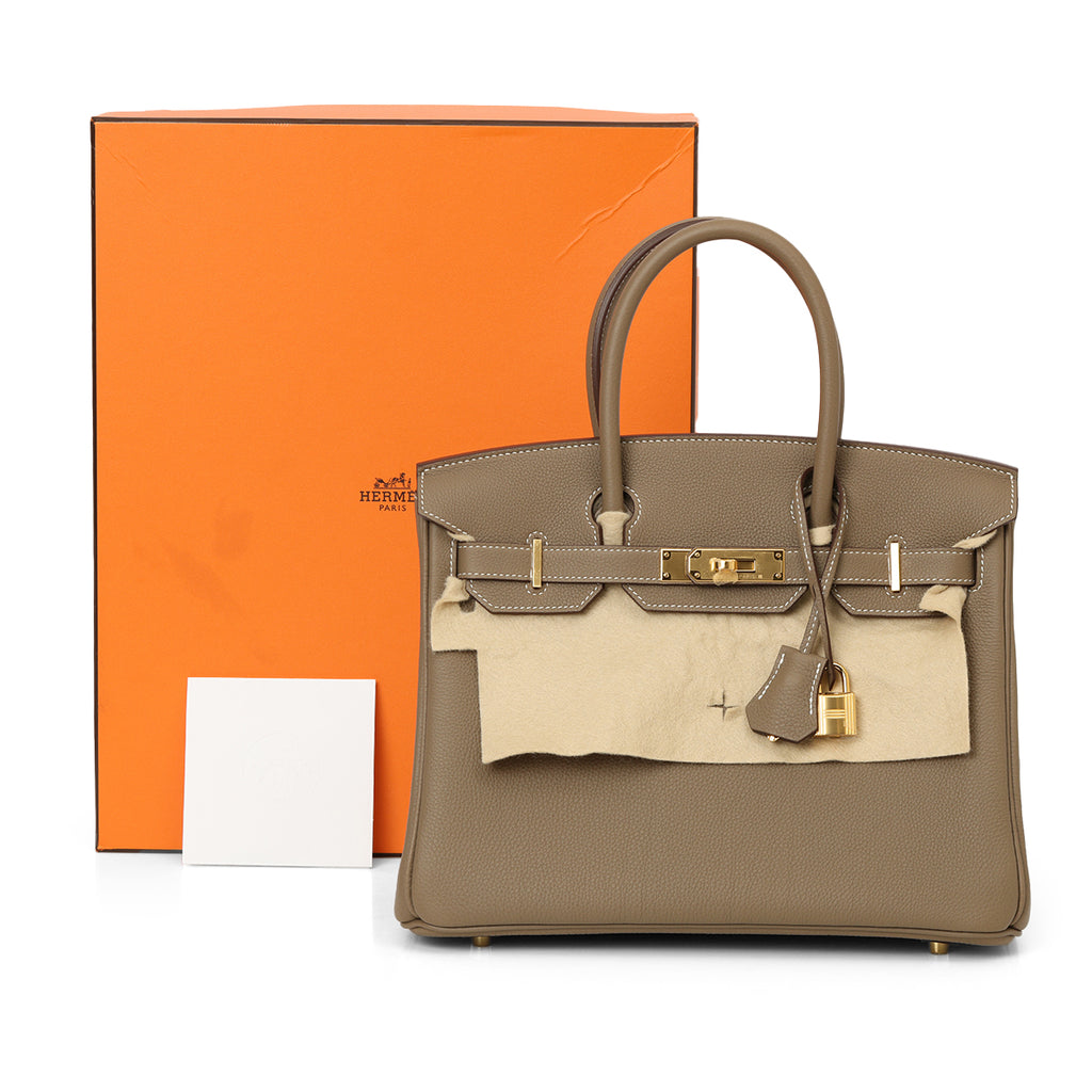 Shop Hermès Birkin 30 Etoupe Leather with Gold Hardware