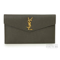 Uptown Dark Olive Pouch In Grain De Poudre Leather