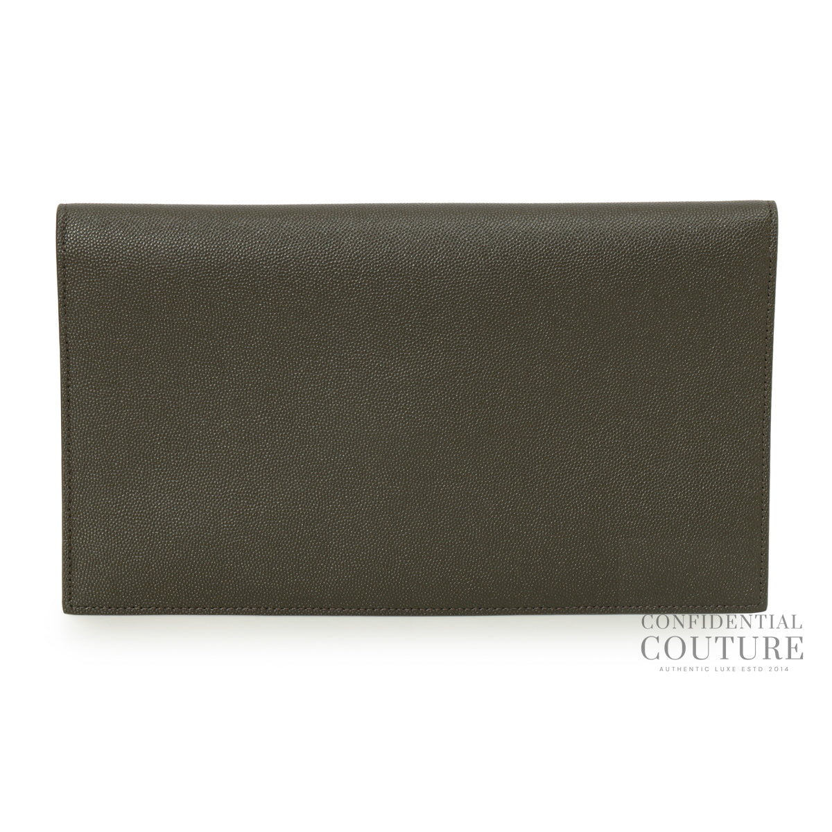 Uptown Dark Olive Pouch In Grain De Poudre Leather