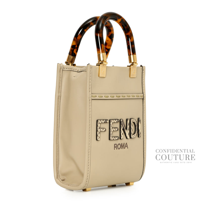 pre-loved Fendi Beige Tortora Mini Sunshine Shopper Tote