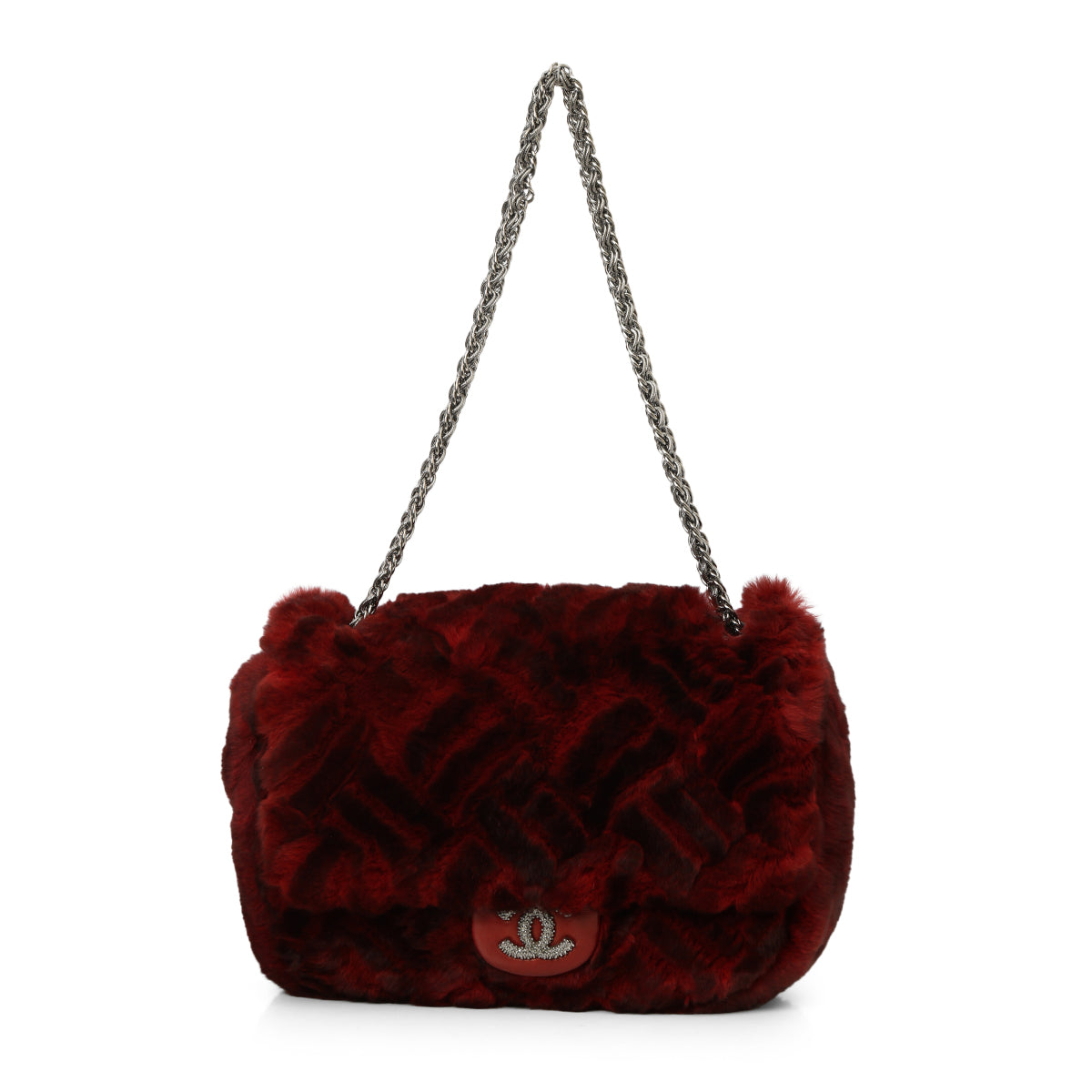 CC Rabbit Fur Flap Bag