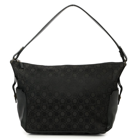 Black Canvas Gancini Hobo Bag