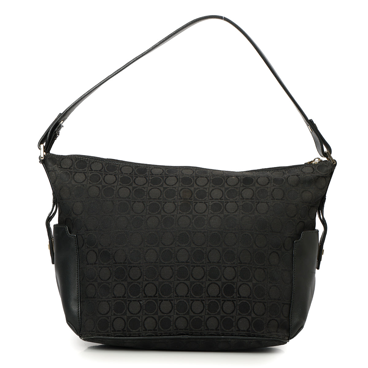 Black Canvas Gancini Hobo Bag