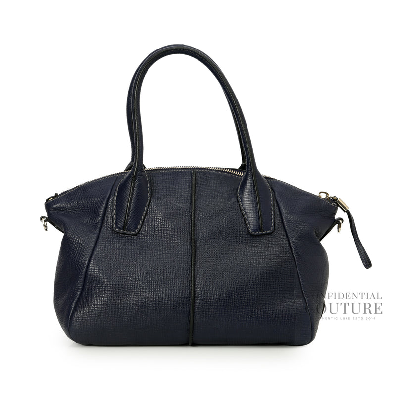 Tods Blue Leather D-Styling Medium Bauletto Tote Bag