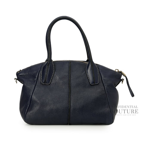 Blue Leather D-Styling Medium Bauletto Tote Bag