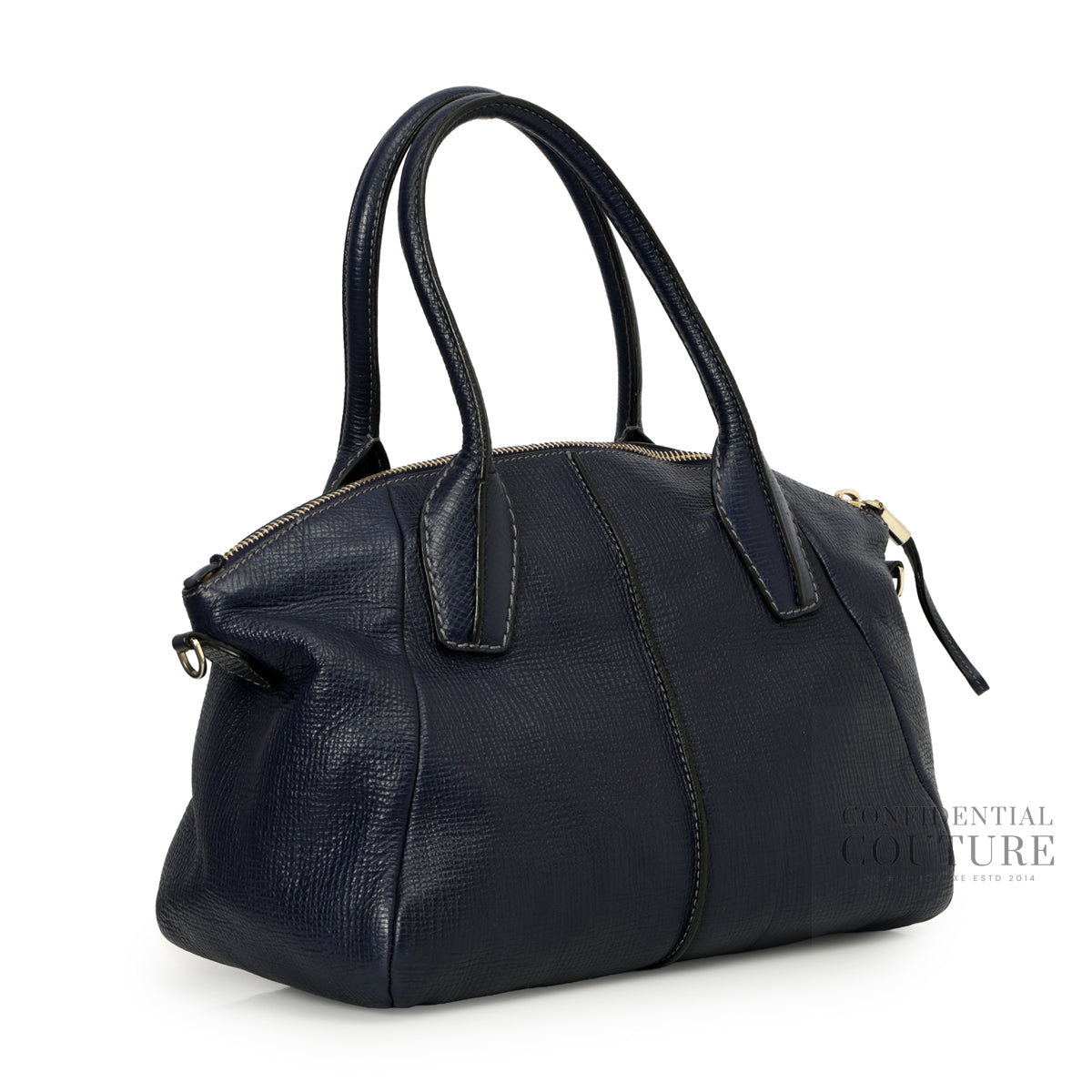 Blue Leather D-Styling Medium Bauletto Tote Bag