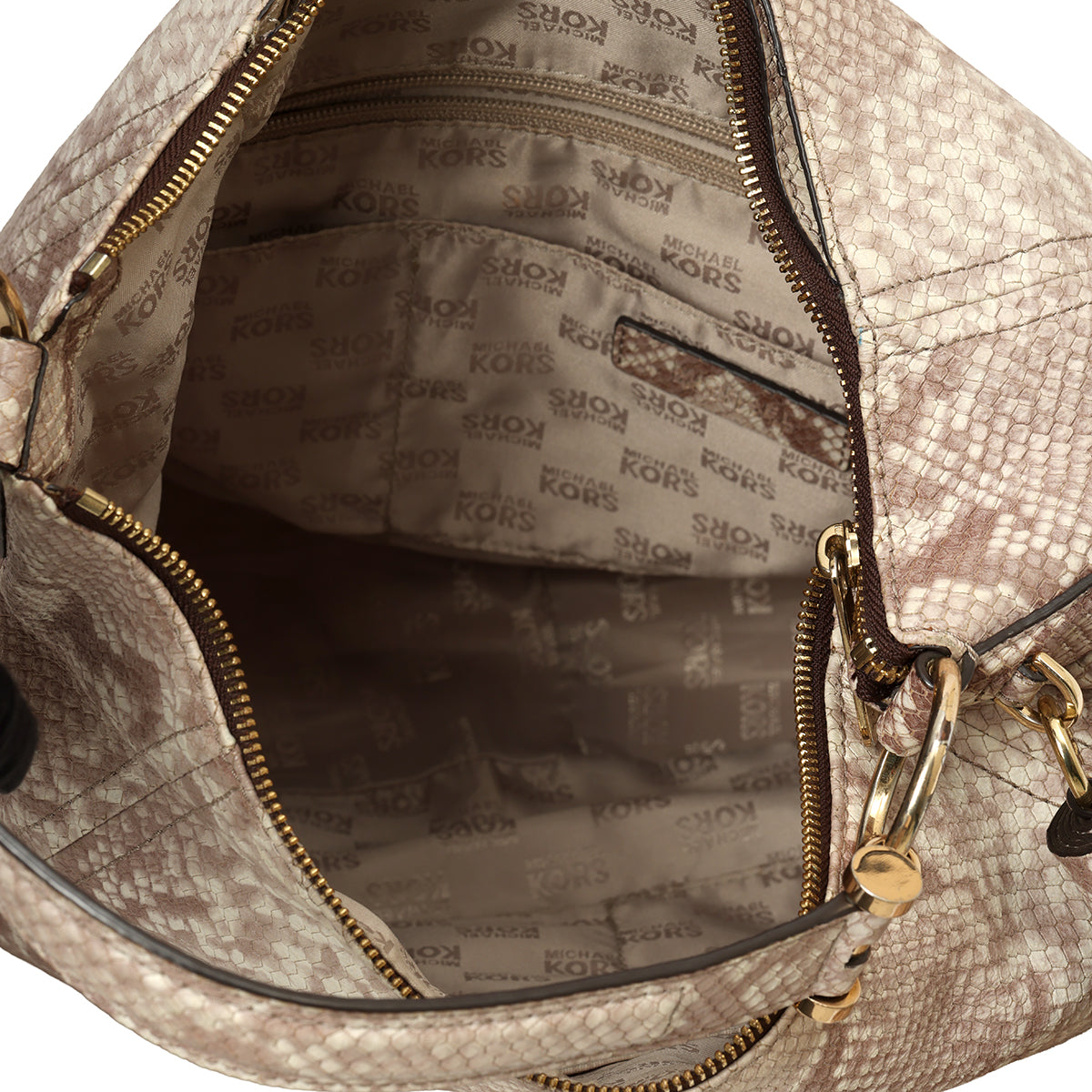 White & Grey Python Embossed Hobo Bag
