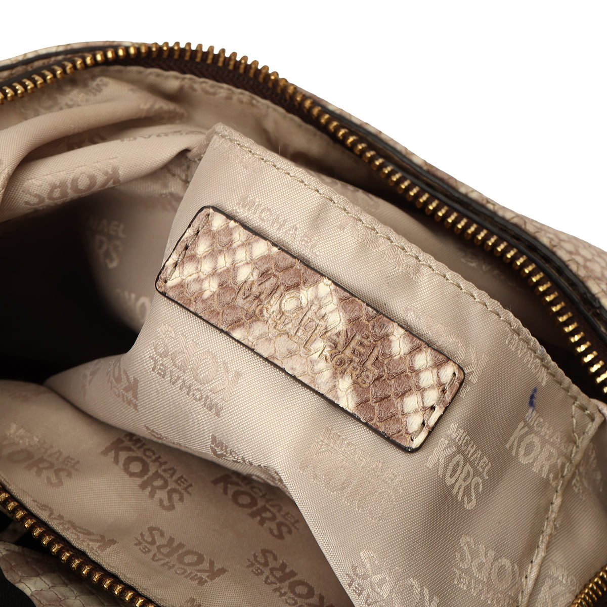 White & Grey Python Embossed Hobo Bag