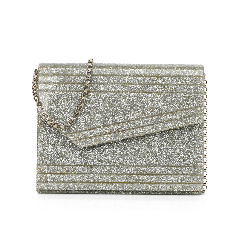 Pre-loved Jimmy Choo Candy Silver Glitter Clutch