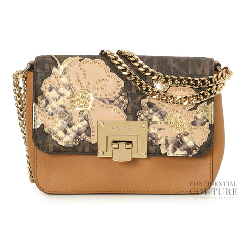 Brown Printed Leather Shoulder Bag