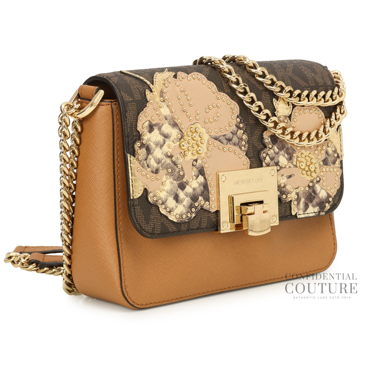 Brown Printed Leather Shoulder Bag
