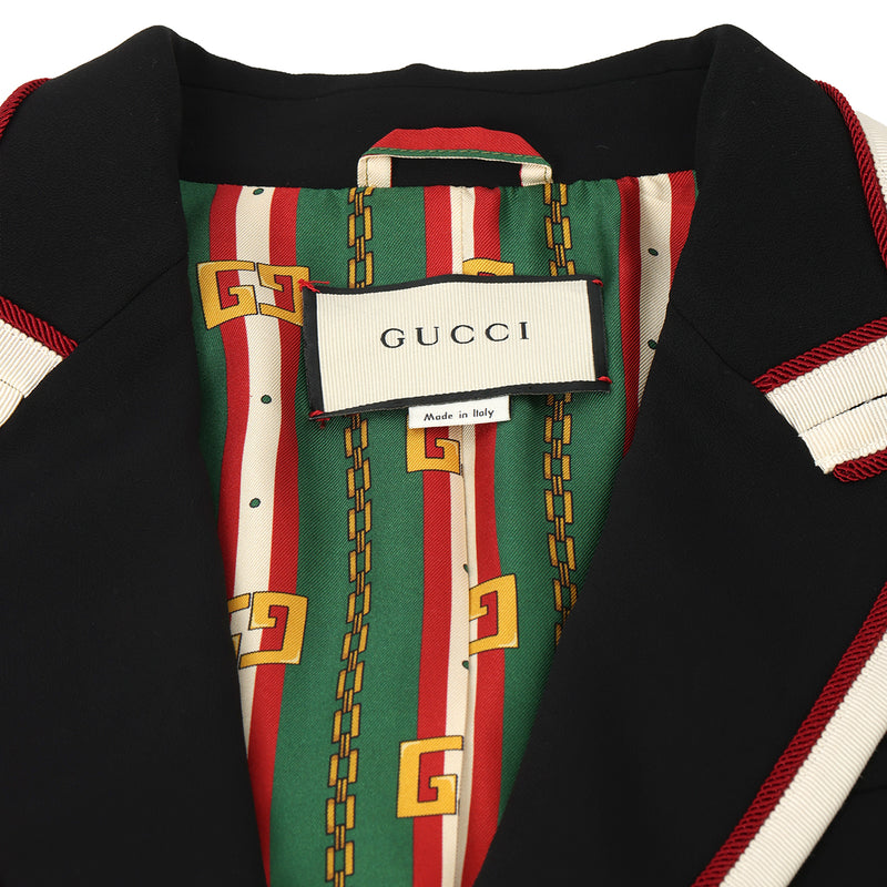 Black Web Stripe with Gold Button Women's Blazer 40