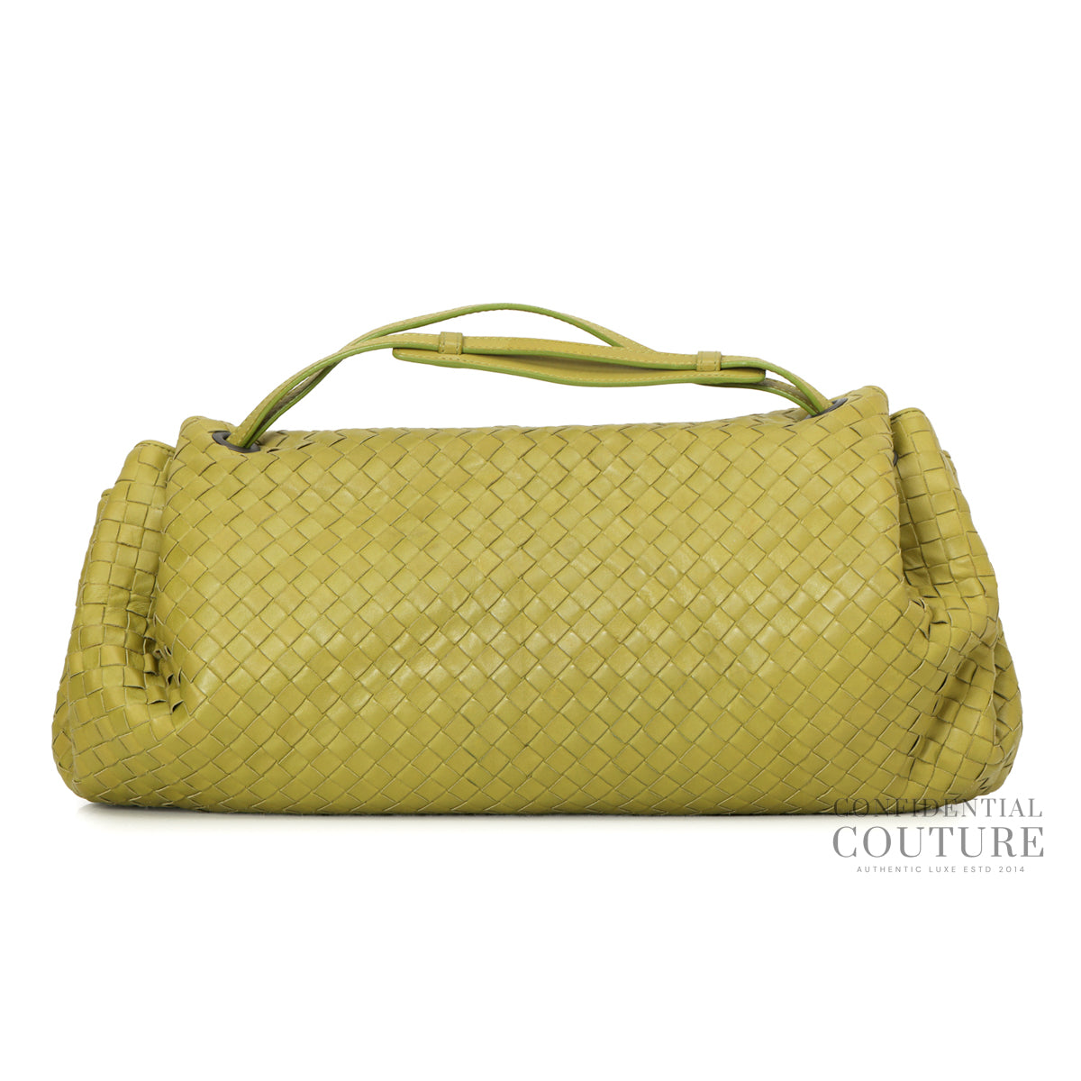 Green Leather Drawstring Flap Bag