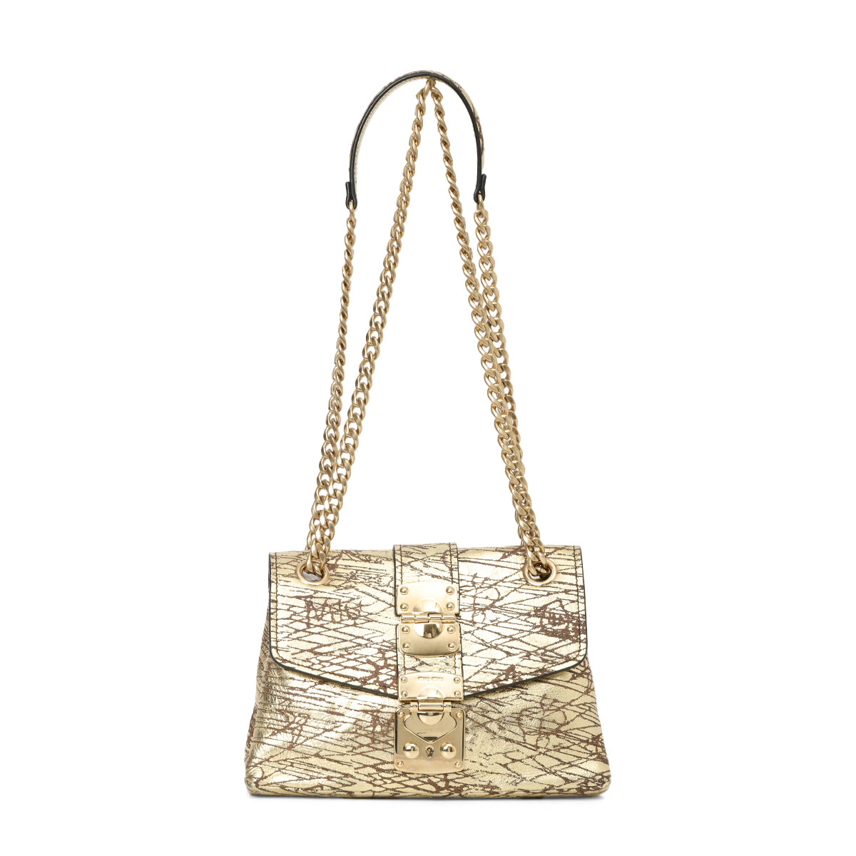 Gold Pattina Vit. Graphic Met Shoulder Bag