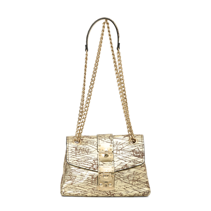 Gold Pattina Vit. Graphic Met Shoulder Bag