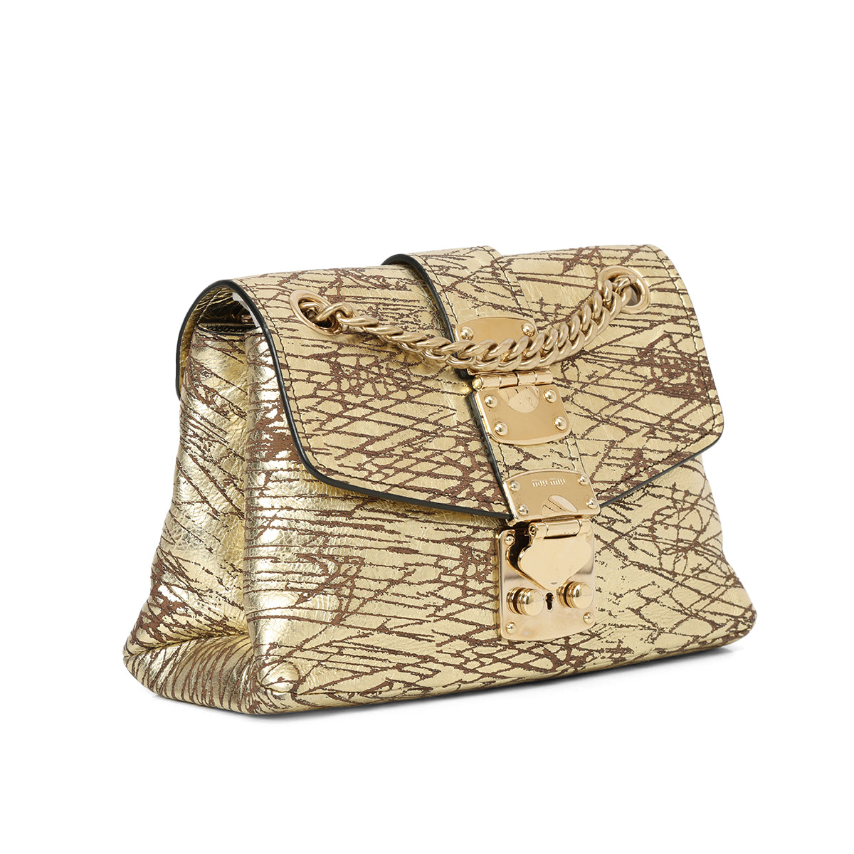 Gold Pattina Vit. Graphic Met Shoulder Bag
