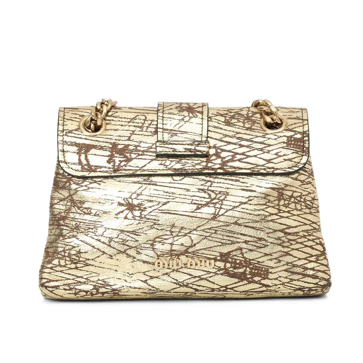 Gold Pattina Vit. Graphic Met Shoulder Bag