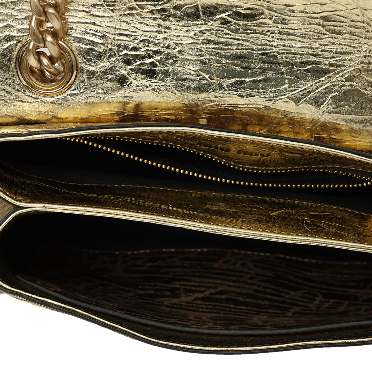 Gold Pattina Vit. Graphic Met Shoulder Bag