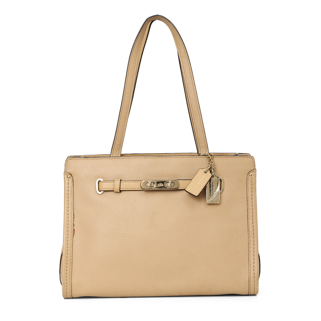 Shop Pre-Owned Coach Swagger Leather Tote Bag – 100% Authentic 