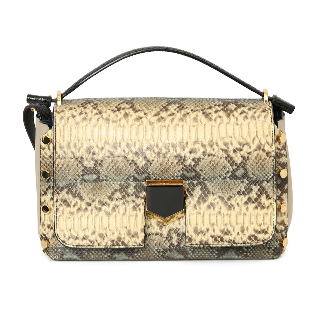 Shop Pre-Owned Jimmy Choo Lockett Snakeskin Top Handle Bag – 100