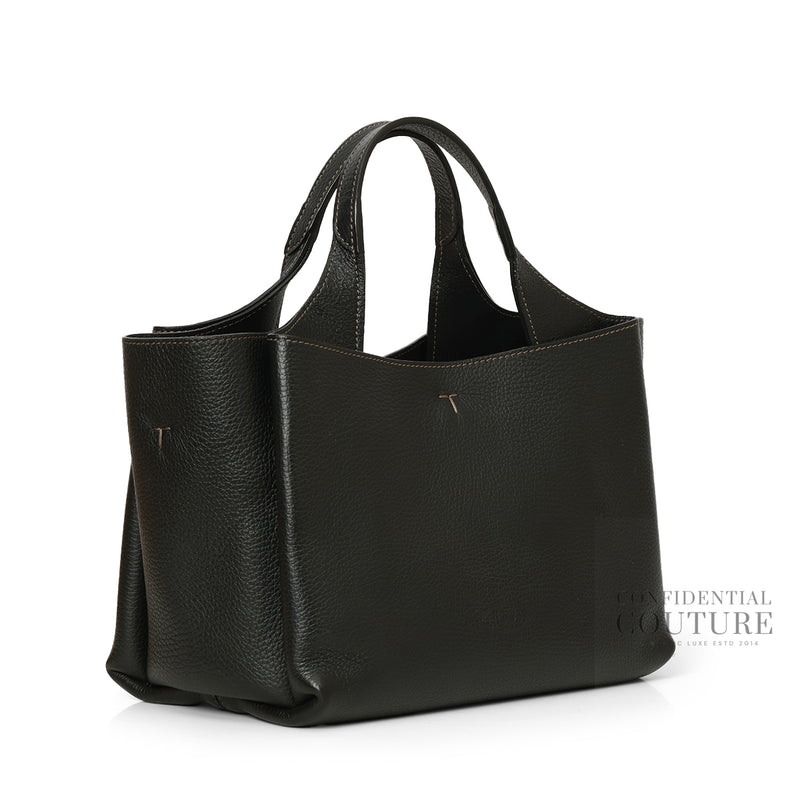 Women APA Black Medium Leather Tote Bag