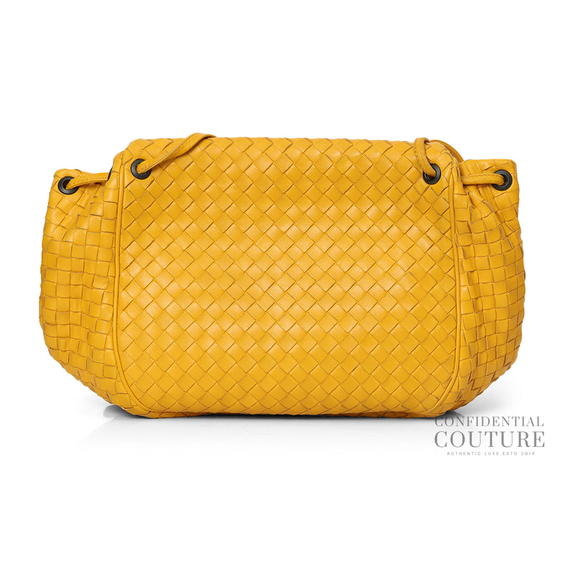 Bottega veneta mustard drawstring intrecciato leather messenger bag price