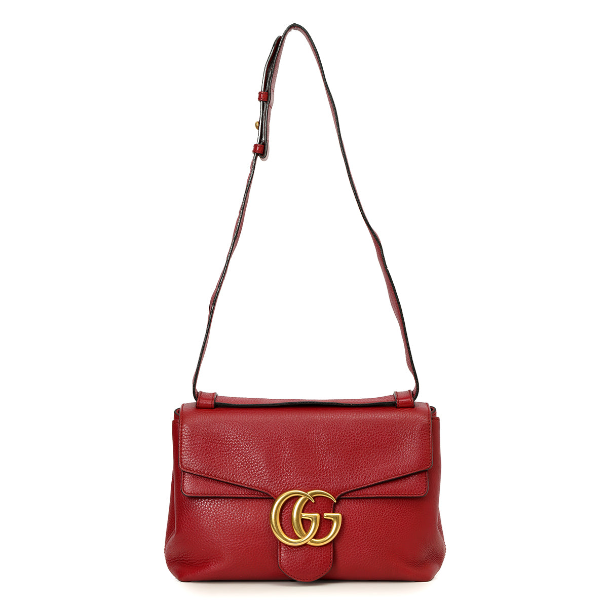 Red GG Marmont Leather Medium Shoulder Bag