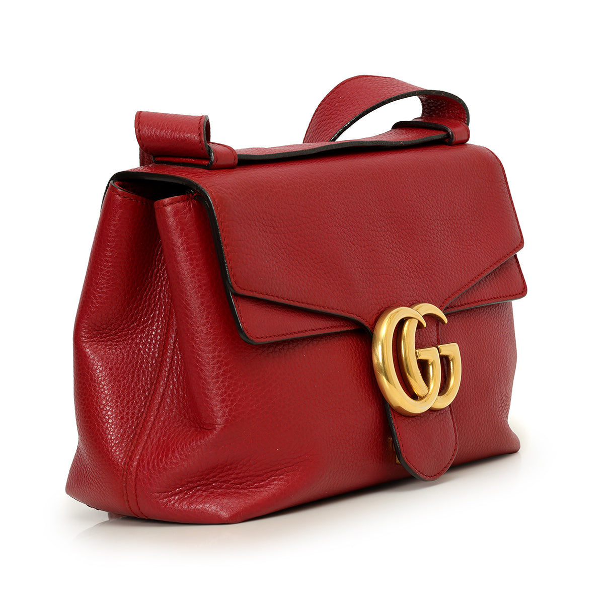 Red GG Marmont Leather Medium Shoulder Bag
