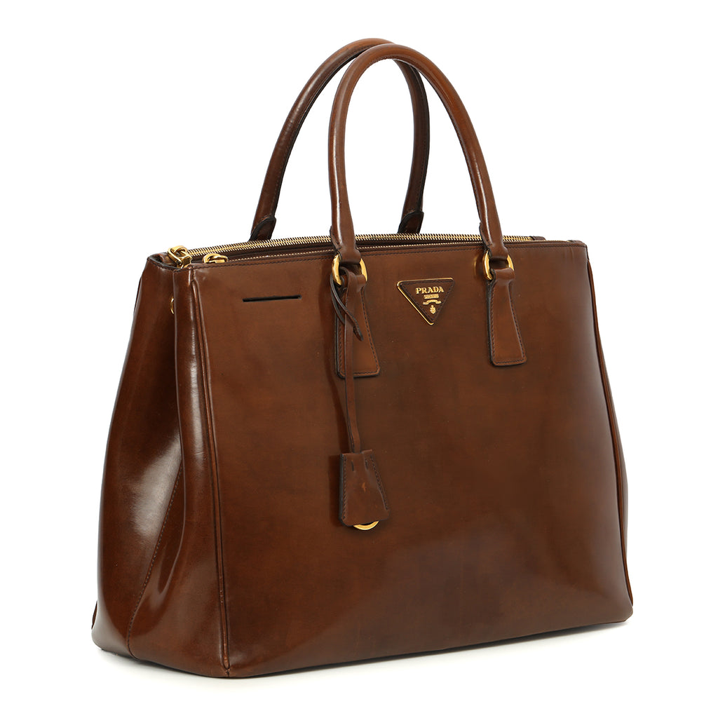 Shop Pre-Loved Prada Brown Galleria Large Double Zip Tote 100