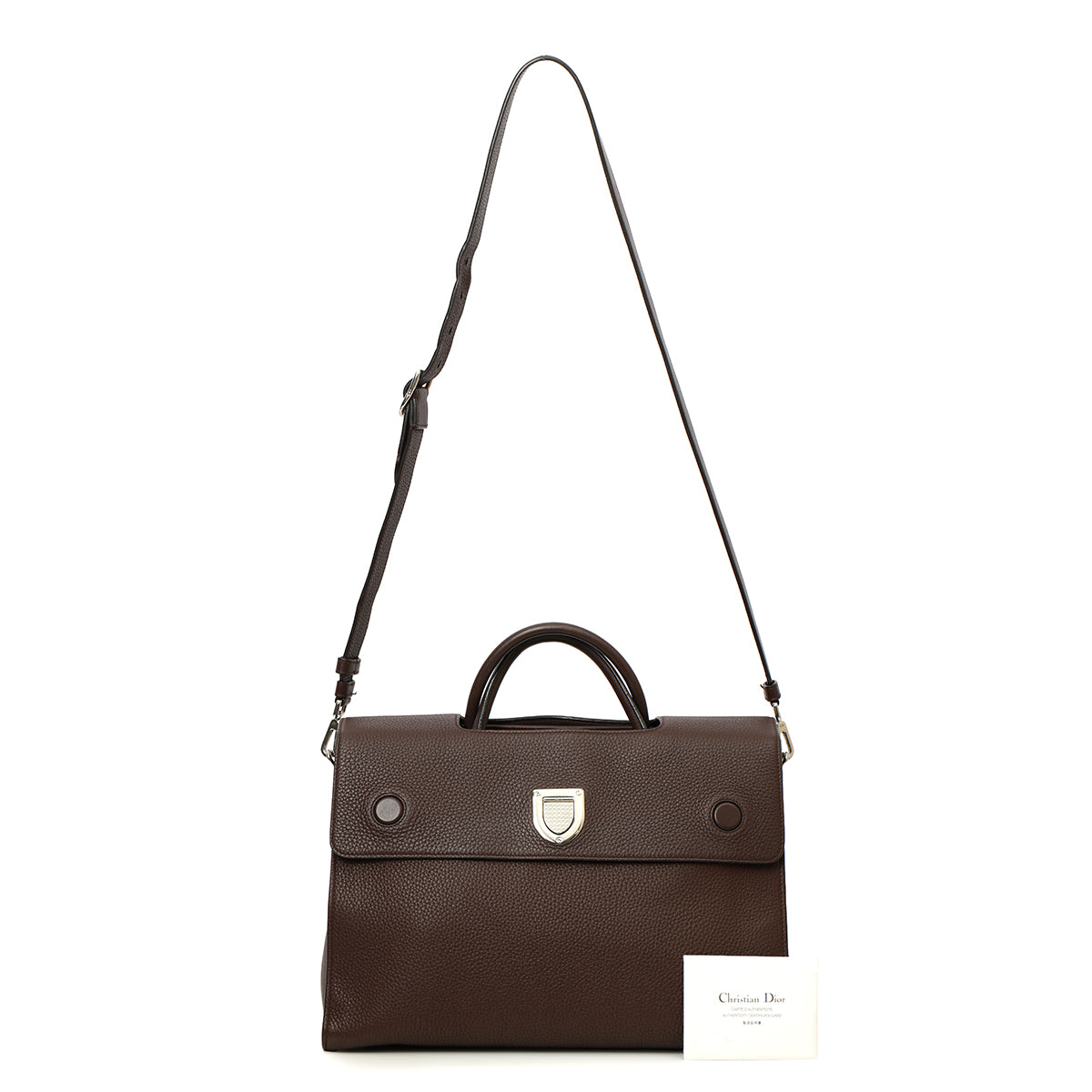 Brown Pebbled Leather Diorever Large Bag