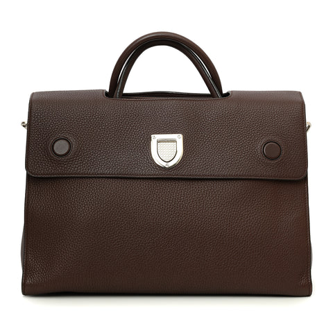 Brown Pebbled Leather Diorever Large Bag