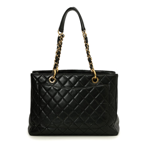 Black Caviar Leather Grand Shopping Tote