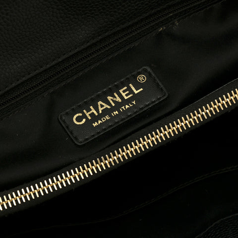 Black Caviar Leather Grand Shopping Tote