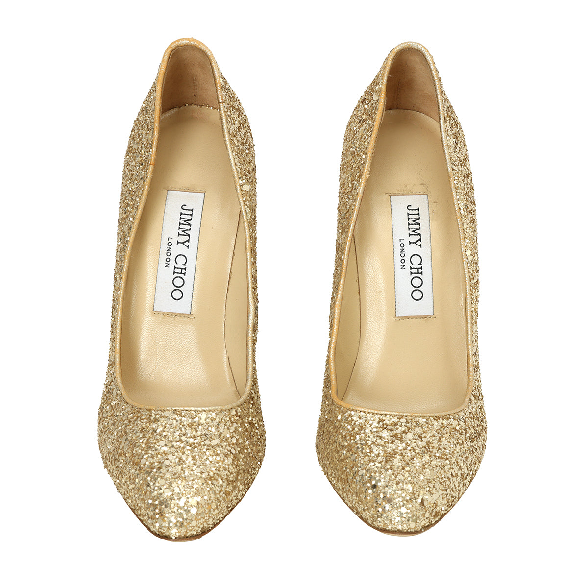 Romy 85 Gold Coarse Glitter Pumps Size: 37
