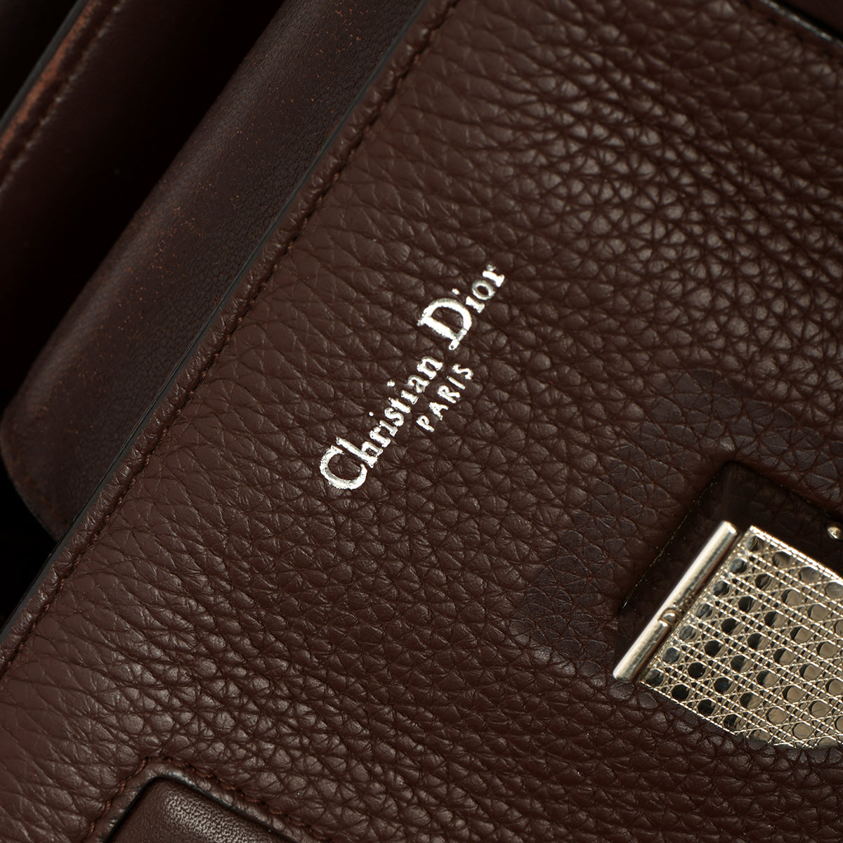 Brown Pebbled Leather Diorever Large Bag