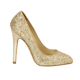 Romy 85 Gold Coarse Glitter Pumps Size: 37