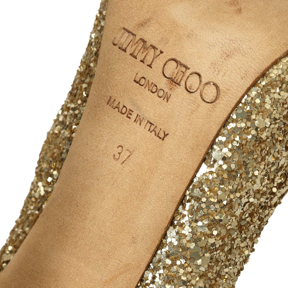 Romy 85 Gold Coarse Glitter Pumps Size: 37