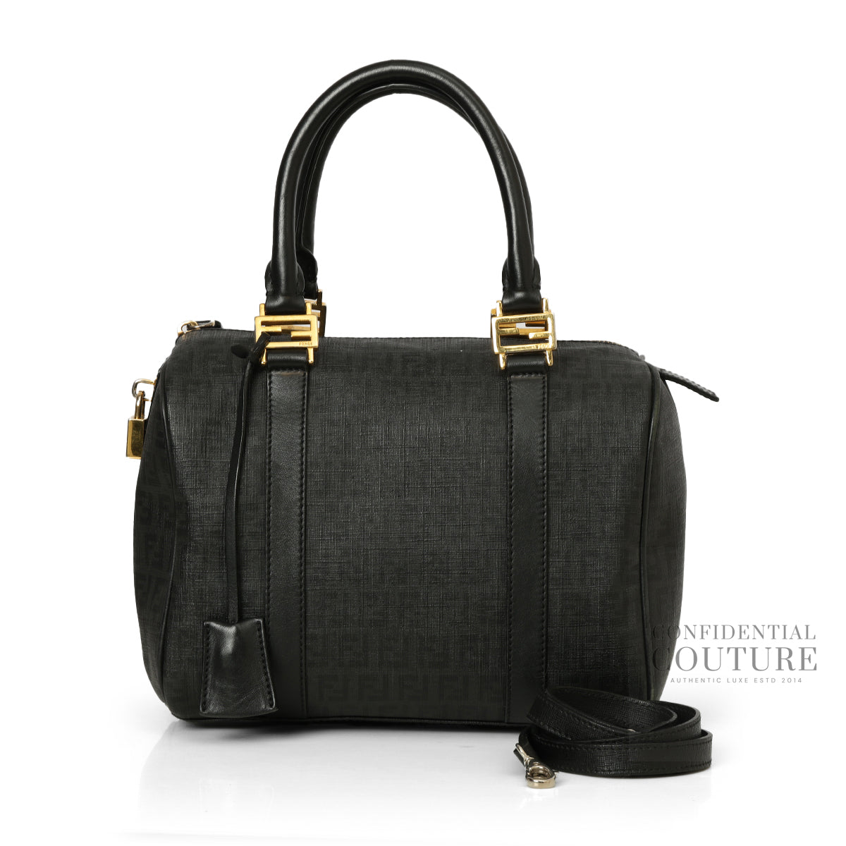 Black Noccino Zucchino Spalmati Coated Canvas Forever Bauletto Boston Bag