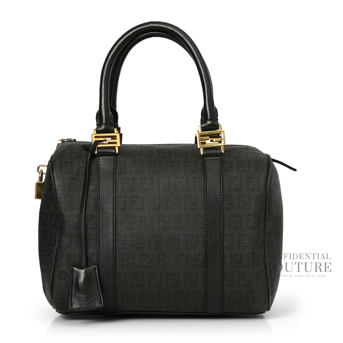 Black Noccino Zucchino Spalmati Coated Canvas Forever Bauletto Boston Bag