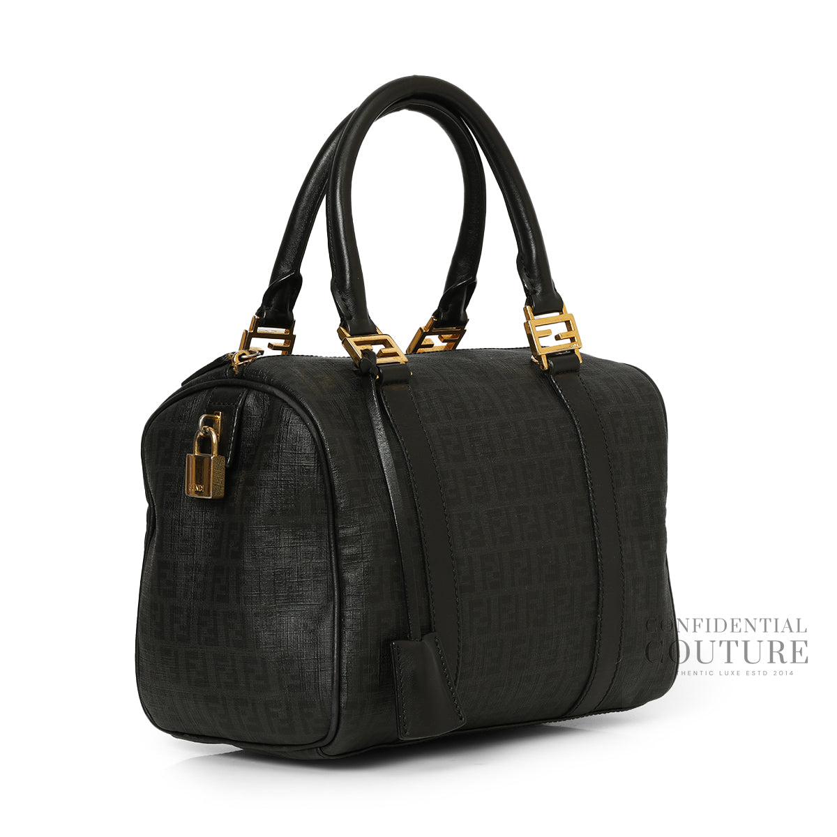 Black Noccino Zucchino Spalmati Coated Canvas Forever Bauletto Boston Bag